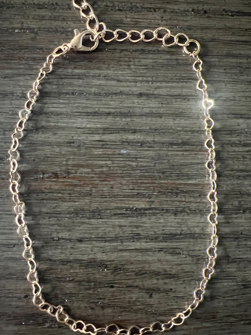 Rose Gold Heart Link Anklet with Adjustable Chain